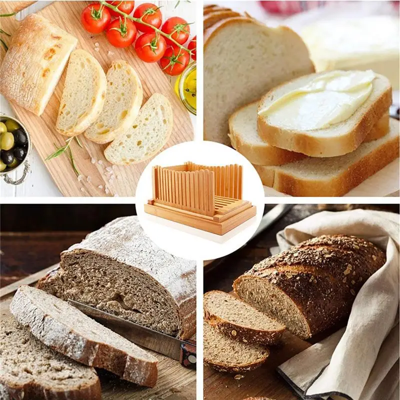 NEW Nature Bamboo Bread Slicer For Homemade Bread Foladable & Compact Toast  Cutting Board Guide Adjustable 3 Thickness Cutter - AliExpress