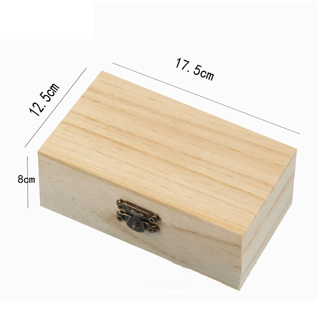 

Plain Wood Wooden Square Hinged Storage Boxes Craft Gift Box Solid Wood Home Storage Box Practical DIY Organizer Case