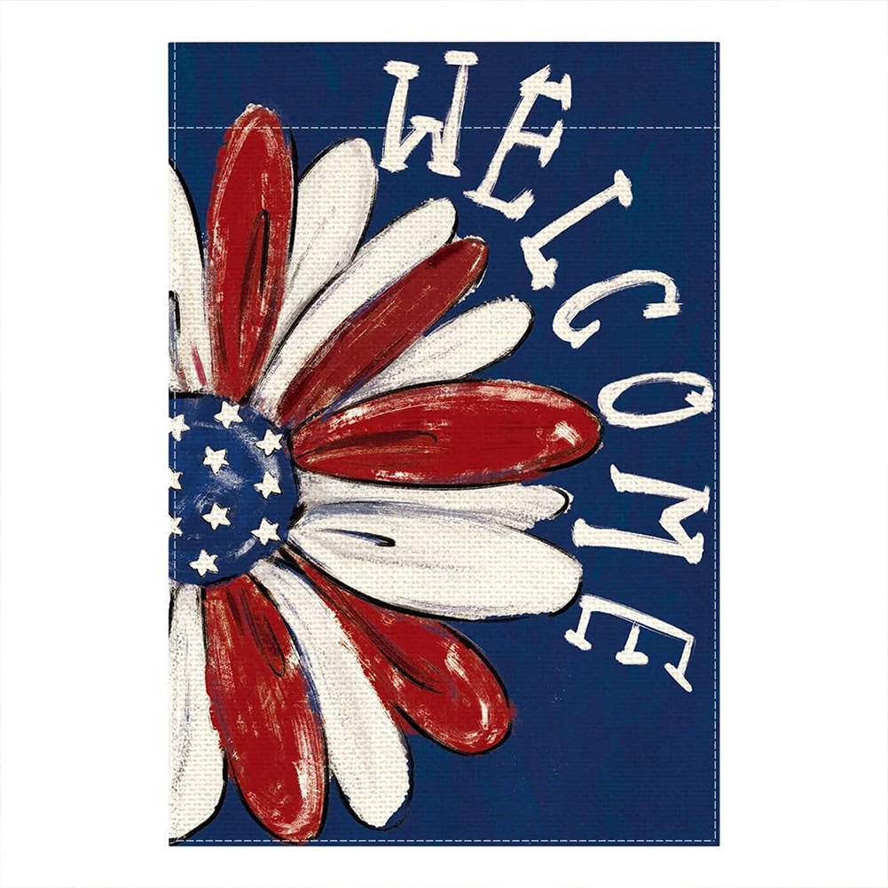 18x12in Patriotic Flower Flag - Welcome - Garden Flag - Image 5