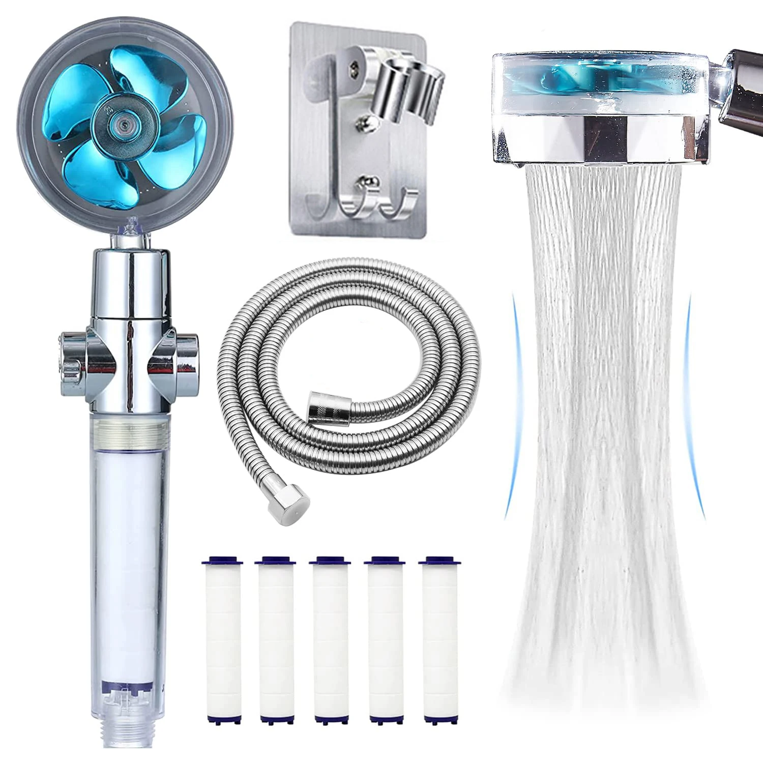 Description Picture 4 of itemHandheld Turbo Fan Shower Head Set High Pressure Water Saving Massage Showerhead Rainfall Spray Nozzle Shower With Bathroom