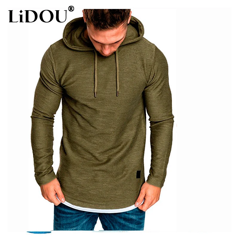 

2023 Spring Autumn New Solid Color Fashion Hooded Long Sleeve Sweatshirts Man Casual Loose All-match Comfortable Pullovers