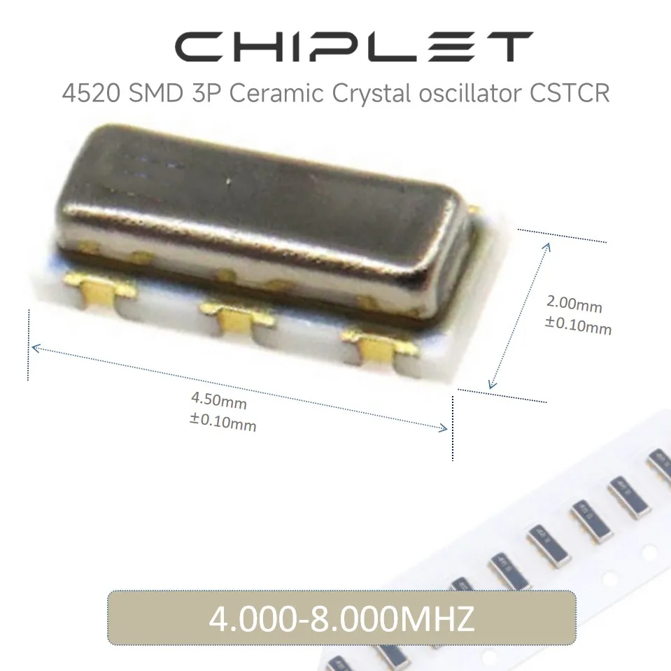 10pcs CSTCR6M 4520 6M SMD Ceramic Crystal Oscillator CSTCR 3Pin 6Mhz 6.000MHZ 2045 2.0*4.5 4.5X2.0MM CSTCR6M00G55B