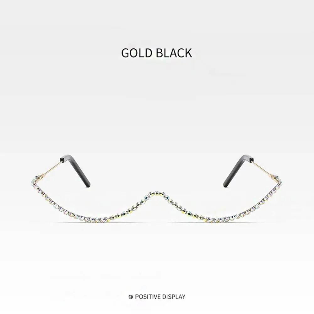 Diamond Half Frame Glasses Frames Rhinestone Eyeglasses Frames For Women Sunglasses Frames