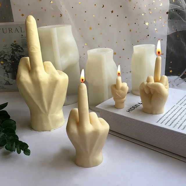 Diy Kreatív Középső Ujjszobor Penész Szilikon Aromaterápiás Gyertyaformák Személyre Szabott Szobor Dísz Gesztus Készítése - Image 3