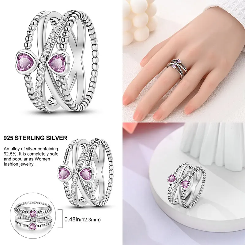 925 Sterling Silver Tulip Sunflower Bow Cross Ladies Rings for Anniversary Jewelry Making Women Gift