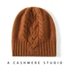 100% Pure Cashmere Hat Women Winter Knitted Twisted Flower Cap Beanies Warm Soft Knit Headgears Lady Hats Ear Protect Skullies 5