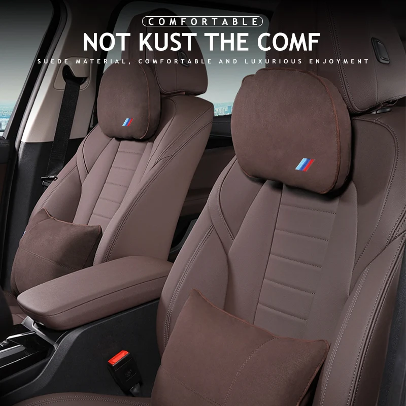 Car Seat Headrest Lumbar Cushion Suede Pillow For Bmw F10 F20 F30 E90
