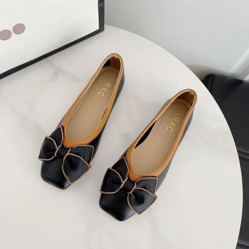 Fashion Flats for Women Single Shoes Butterfly-knot Soft Comfortable Women Flats Slip-on Ladies Boat Shoes Plus Size 41 A4883 4