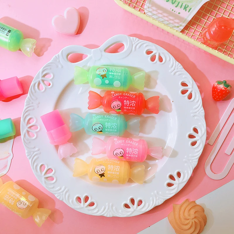 Kawaii Stationery Candy shaped Rubber Student Prizes Gift Cute Erasers for Kids School items Office Supplies Cute things pencil eraser