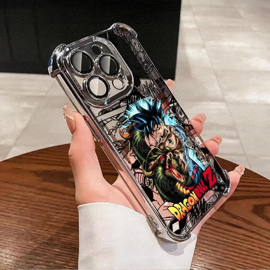 Cartoon Goku Cool Plating Phone Case with Anti-Fall Airbag Design