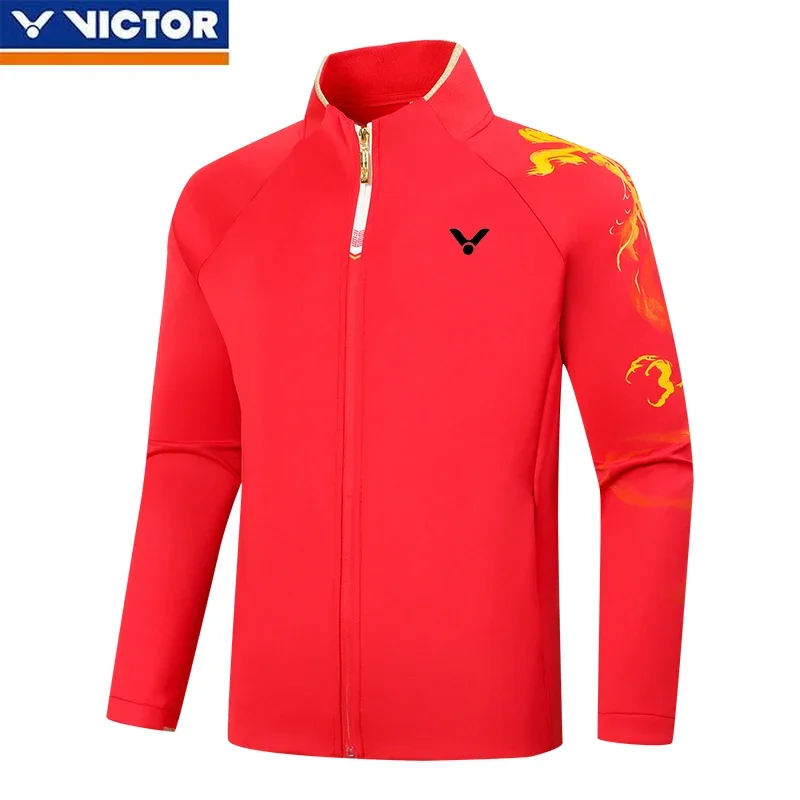 Victor New Men's and Women's Same Badminton Jersey, Comfortable and Versatile Long-sleeved Jacket with Trousers Suit