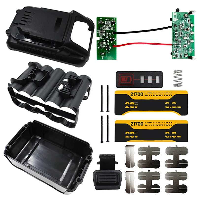 DCB200 10X21700 Lithium Battery Plastic Case Boxs PCB Charging Protection Circuit Board For Dewalt 18V 20V 8Ah Stickers Shells battery storage box,battery case,battery charger case,battery box,power bank case,charging treasure box
