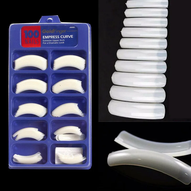 Gold Finger Empress Curve Nail Tips Extreme Upper Arch Clear Natural