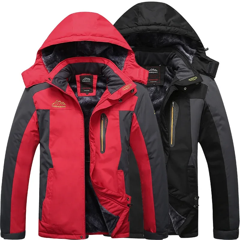 Thickened Fleece Winter Jacket Mountain Climbing Clothes Waterproof Outdoor Sports Coat Warm Cotton Jacket Large Size
