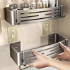 No Need To Drill Walls for installation Aluminum Bathroom Shelf Shelves Shampoo Rack Storage Holder Kitchen Organizer Wall Rack 1