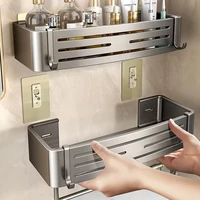 No Need To Drill Walls for installation Aluminum Bathroom Shelf Shelves Shampoo Rack Storage Holder Kitchen Organizer Wall Rack 1