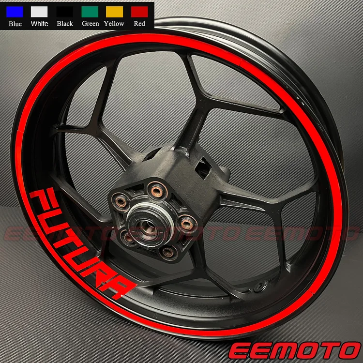 Moto 17 Pollici Strisce 8X Anteriore Posteriore Iner Cerchi Decalcomanie Ruote Adesivo Riflettente Impermeabile Per Aprilia Futura Af1 125