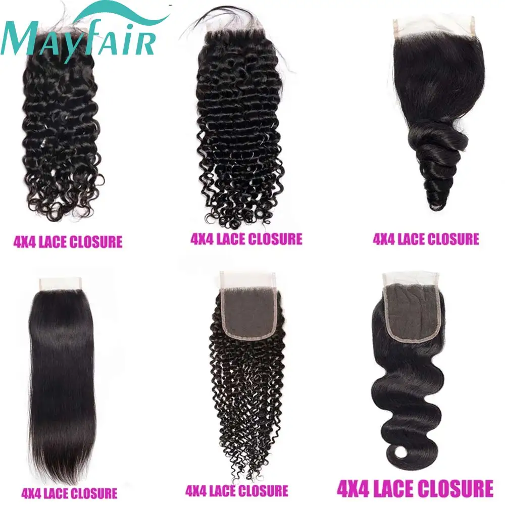 12a Lace Hd Transparant Frontale 13X4 Water Wave 4X4 Sluiting Menselijk Haar Braziliaanse Losse Sluiting Diep Water Kinky Krullend Recht