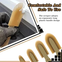 Kit d'outils de finition pour mastic en caoutchouc, outil de finition pour mastic silicone, spatule en caoutchouc réutilisable à long manche, outil de décapage de mastic mural 2