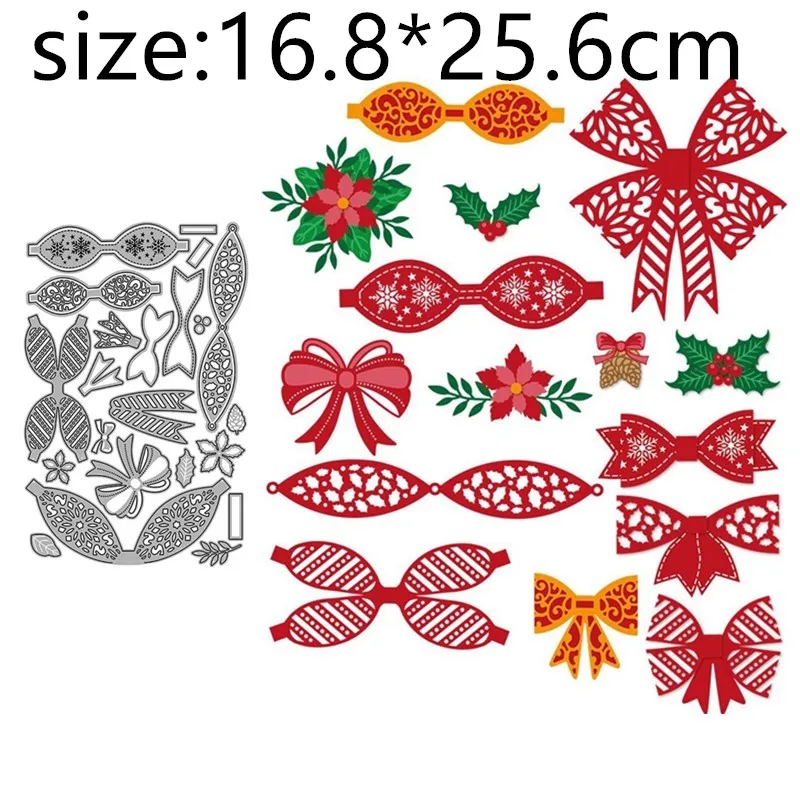 

Рождественский бант, цветок, трава, металлические трафареты, трафареты для фотоальбома, декоративные тисненые бумажные открытки для творчества