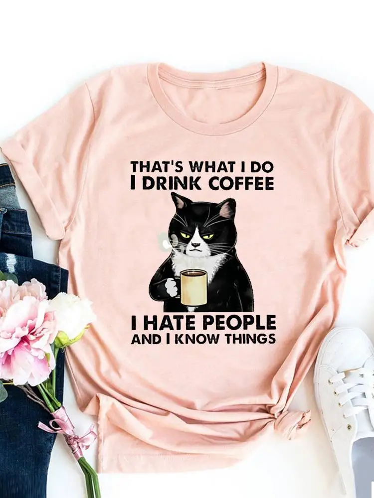 Zampa Fiore Floreale Cane Gatto Amore T-shirt grafica Donna T-shirt basic T-shirt con stampa di moda Manica corta Abbigliamento da donna Top81_voghion.com