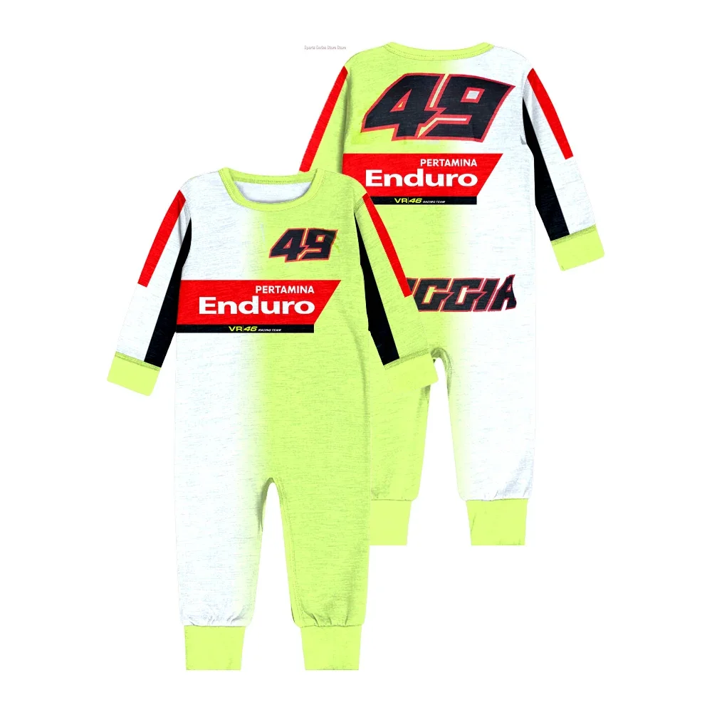 Newborn Pure Cotton Clothing Hot Selling Autumn and Winter MOTO GP VR-46 Team 2024 New Cycling One-piece Baby Boys Sumpsuit 4