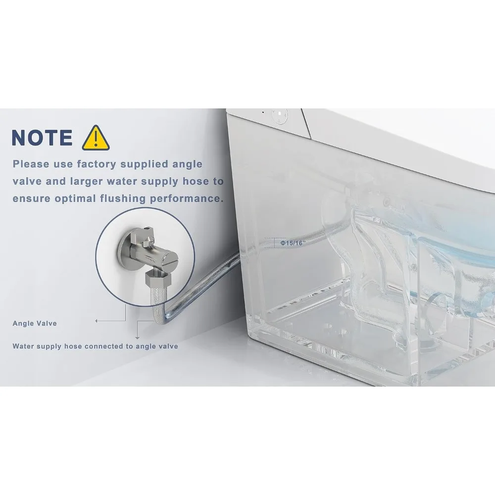 Tankless Smart Toilet Touchless Auto Flush 1.28-GPF Battery-Operated One-Piece HET Intelligent Toilet for Bathroom 6