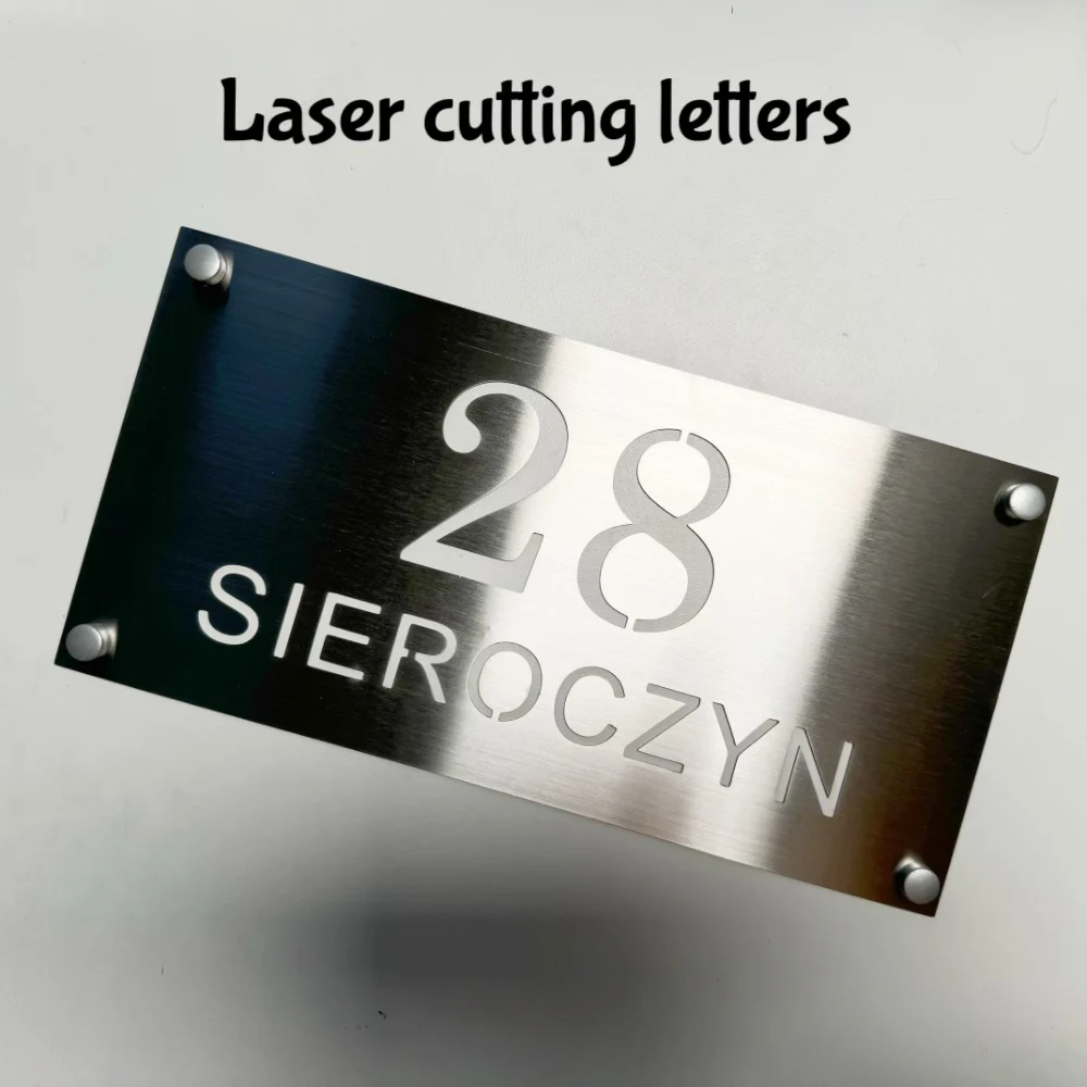 Stainless Outdoor House Number Exterior Door Plate Customized 3D Laser Cut Letter Family Name For Hotel Villa Shop Casa