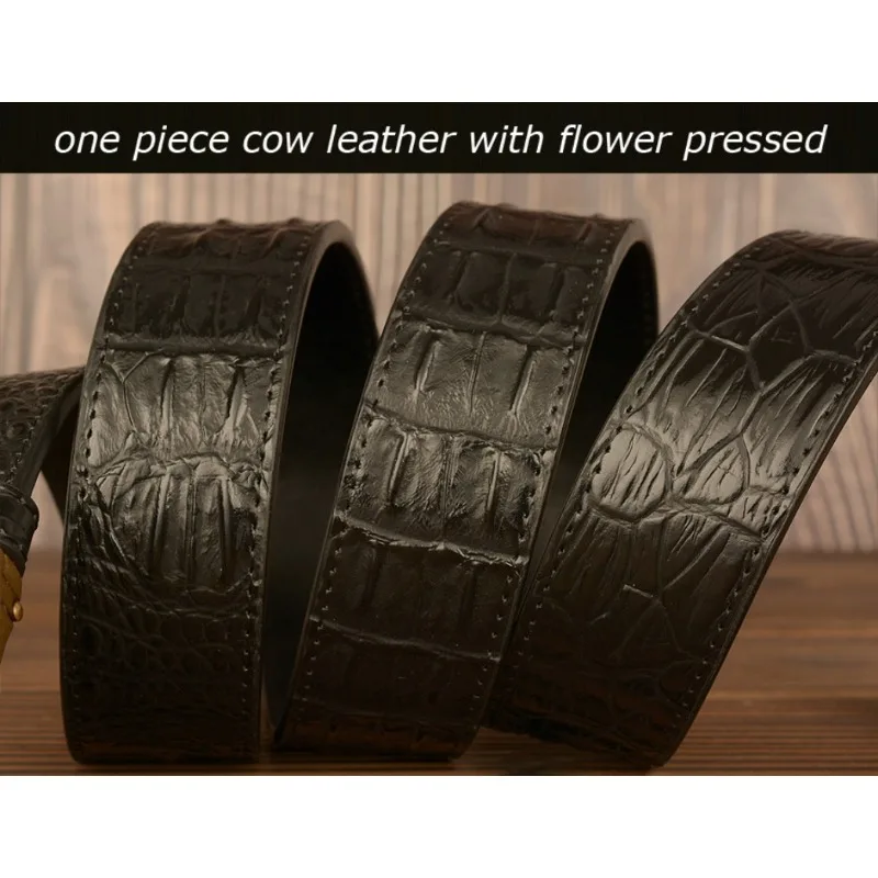 Para homens 3.8cm de largura marca moda fivela automática preto cinto de couro genuíno cintos masculinos vaca esculpida jeans cinta_voghion.com