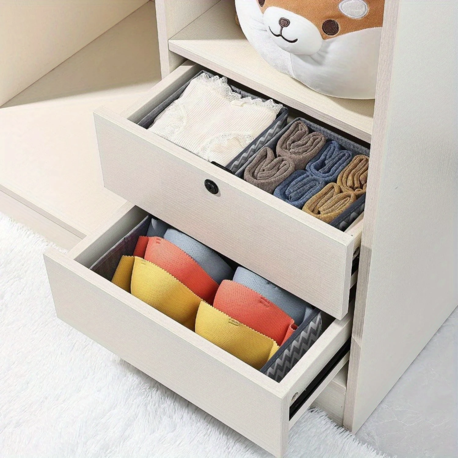 12pcs Dresser Drawer Organizers - Sturdy Fabric, Foldable, Versatile  Boxes and Wardrobe Dividers - Perfect for Socks, Underwear 5