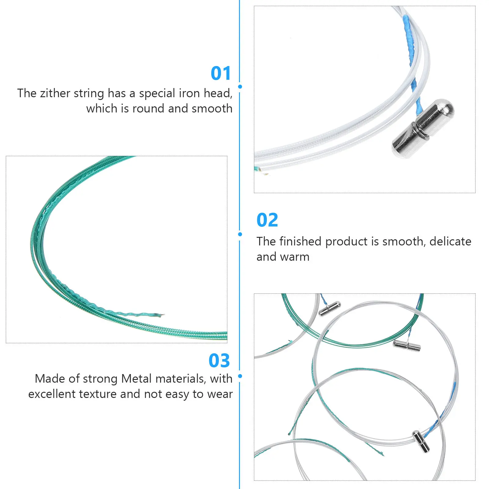 10개 프리미엄 금속 구젱 현 세트 (구젱 현 교체용) 어쿠스틱 악기 액세서리 짧은 공명 현