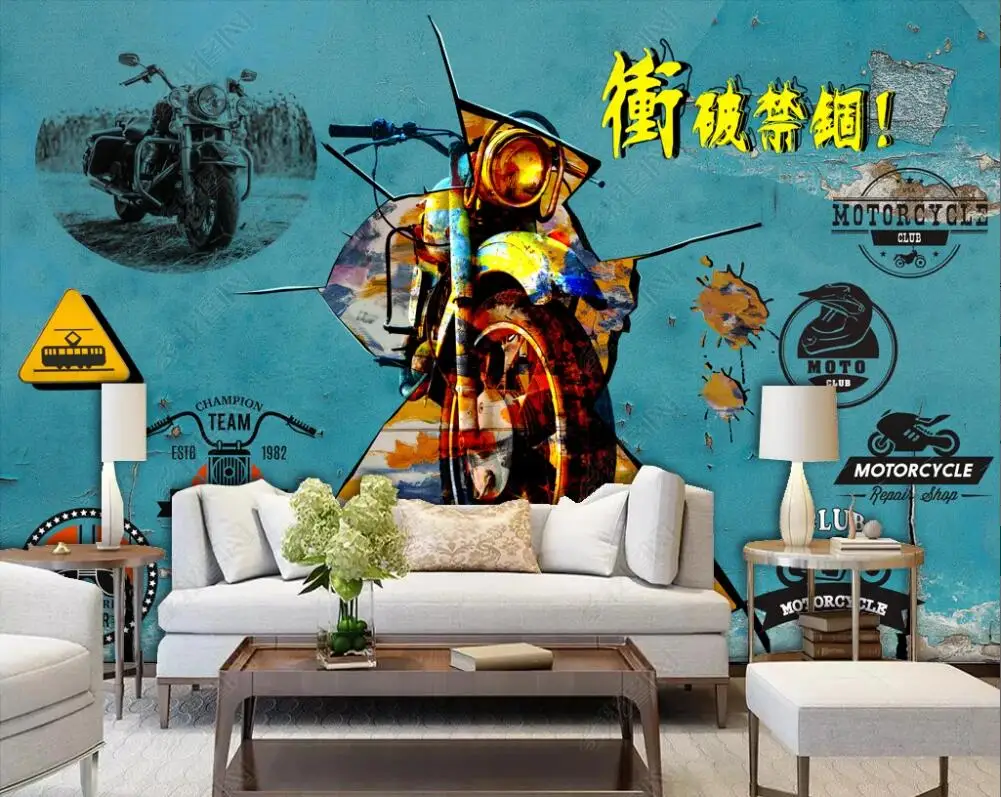 

3d photo wallpapers customised mural retro motorcycle background wall poster home decor living room wallpaper for walls 3d