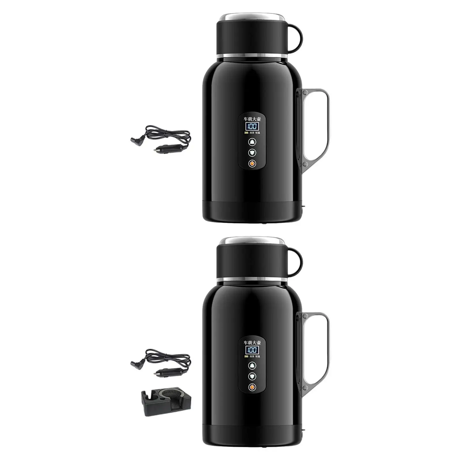 1400ml 자동차 전기 주전자 12V 24V 누출 방지 뚜껑 포함 대용량 스테인리스 스틸 차/커피용 다용도 자동차 가열 머그컵