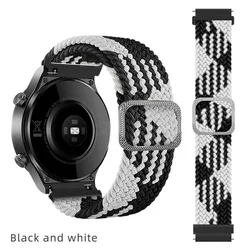 Durable Nylon Canvas Wrist Strap for 20mm (Black White)