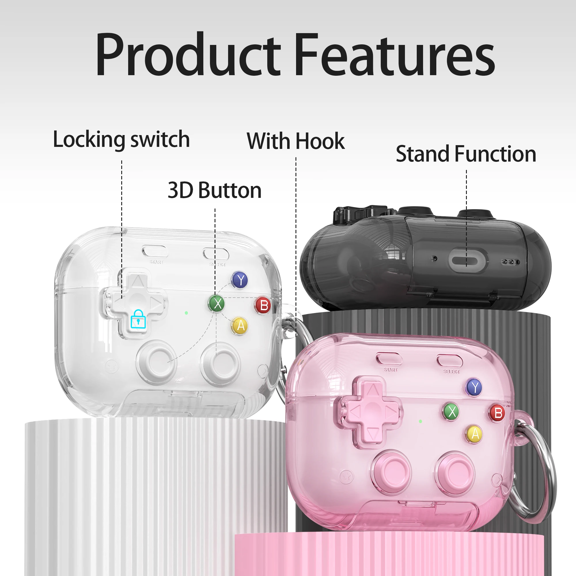 Durable Game Console-Inspired Hard Shell Case with Secure Lock Clip