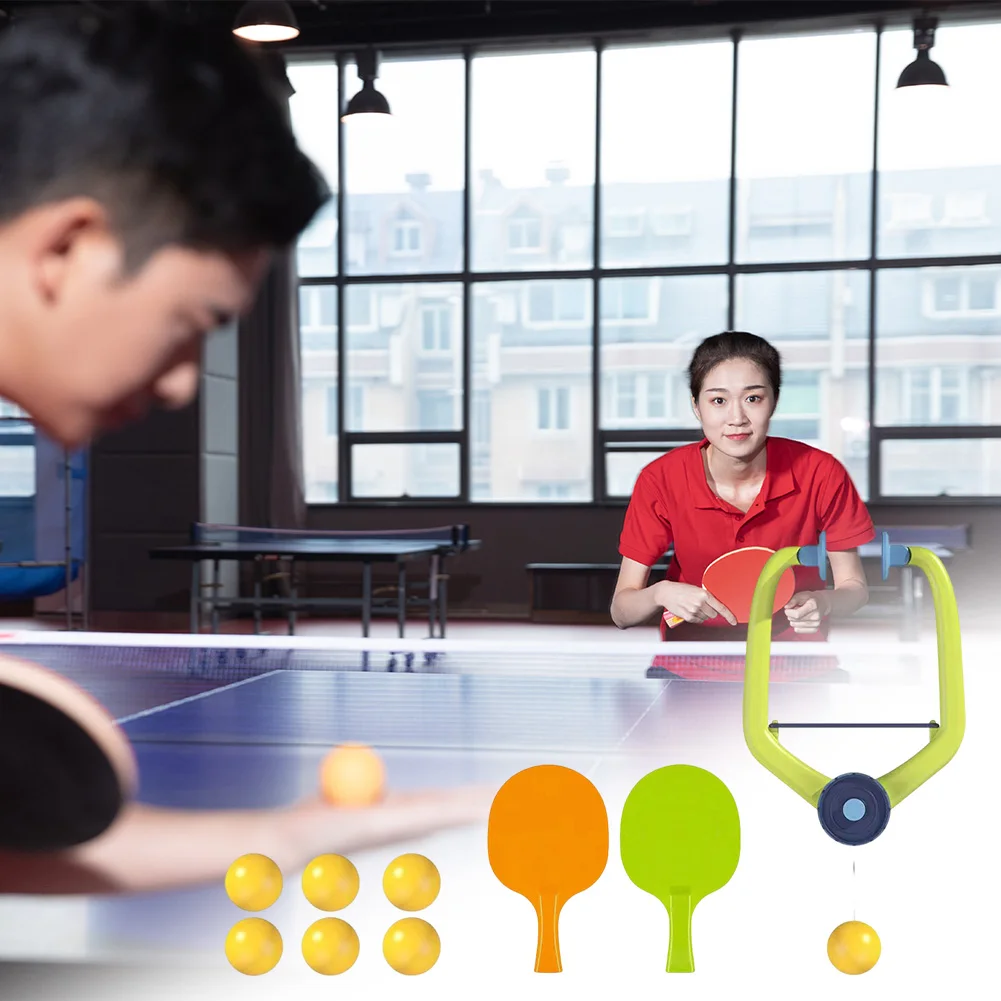 Door Pong Game with Racket and Balls Hanging PingPong Trainer Adjustable Indoor Hanging Table Tennis Self Workout Set for Kids