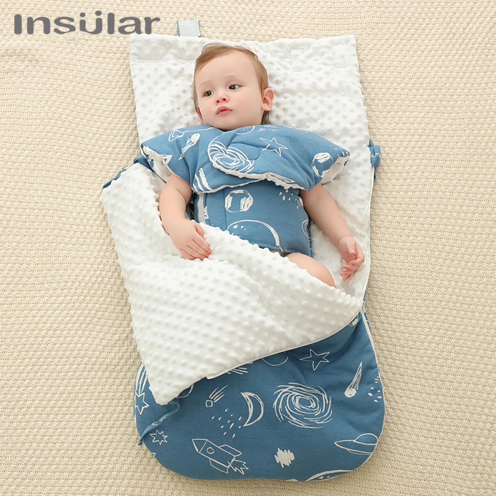 

Baby Sleeping Bag Envelope Stroller Swaddle Footmuff Winter Warm Kids Sleepsacks with Zipper Detachable Sleeve Wearable Blanket