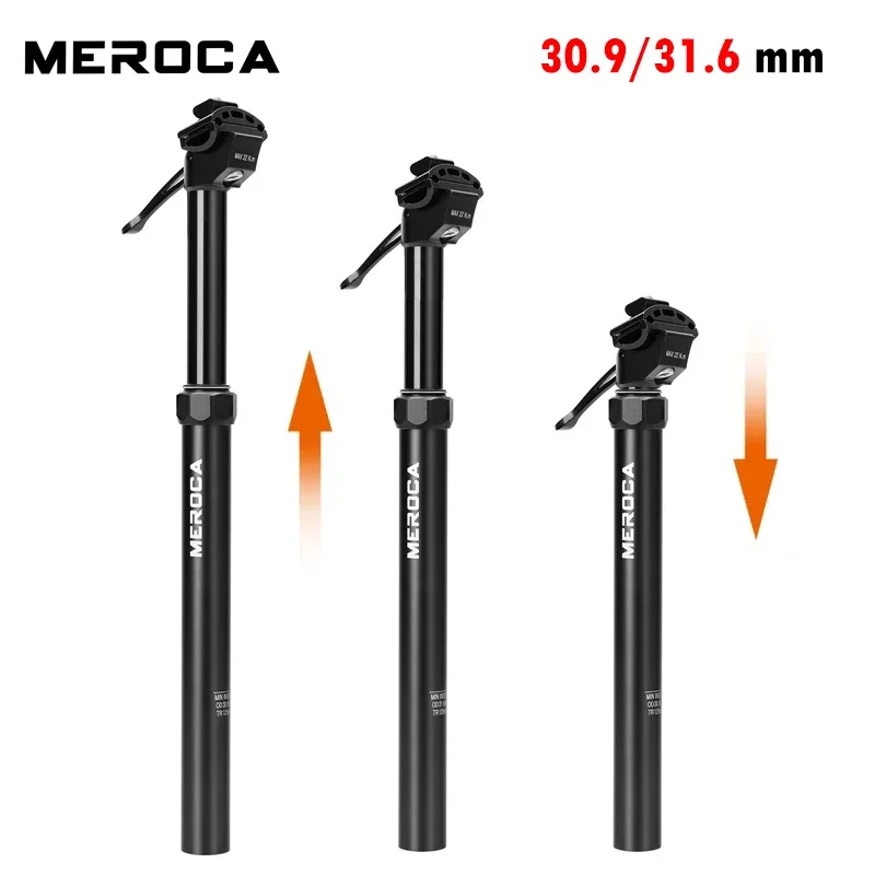 Meroca Bicicletta 30.9 / 31.6Mm Sollevamento Idraulico Manuale Reggisella Corsa 100/125Mm Mountain Bike Reggisella Lunghezza 380/445Mm