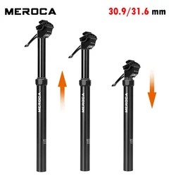 MEROCA Bicycle 30.9 / 31.6mm Manual hydraulic lifting Seatpost Stroke 100/125mm Mountain Bike Seatpost length 380/445mm