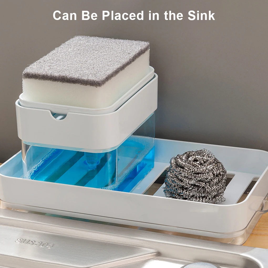 

Kitchen Dispenser Manual Sponge Holder Storage Box Dish Organizer Refillable Washable Container Household Tool