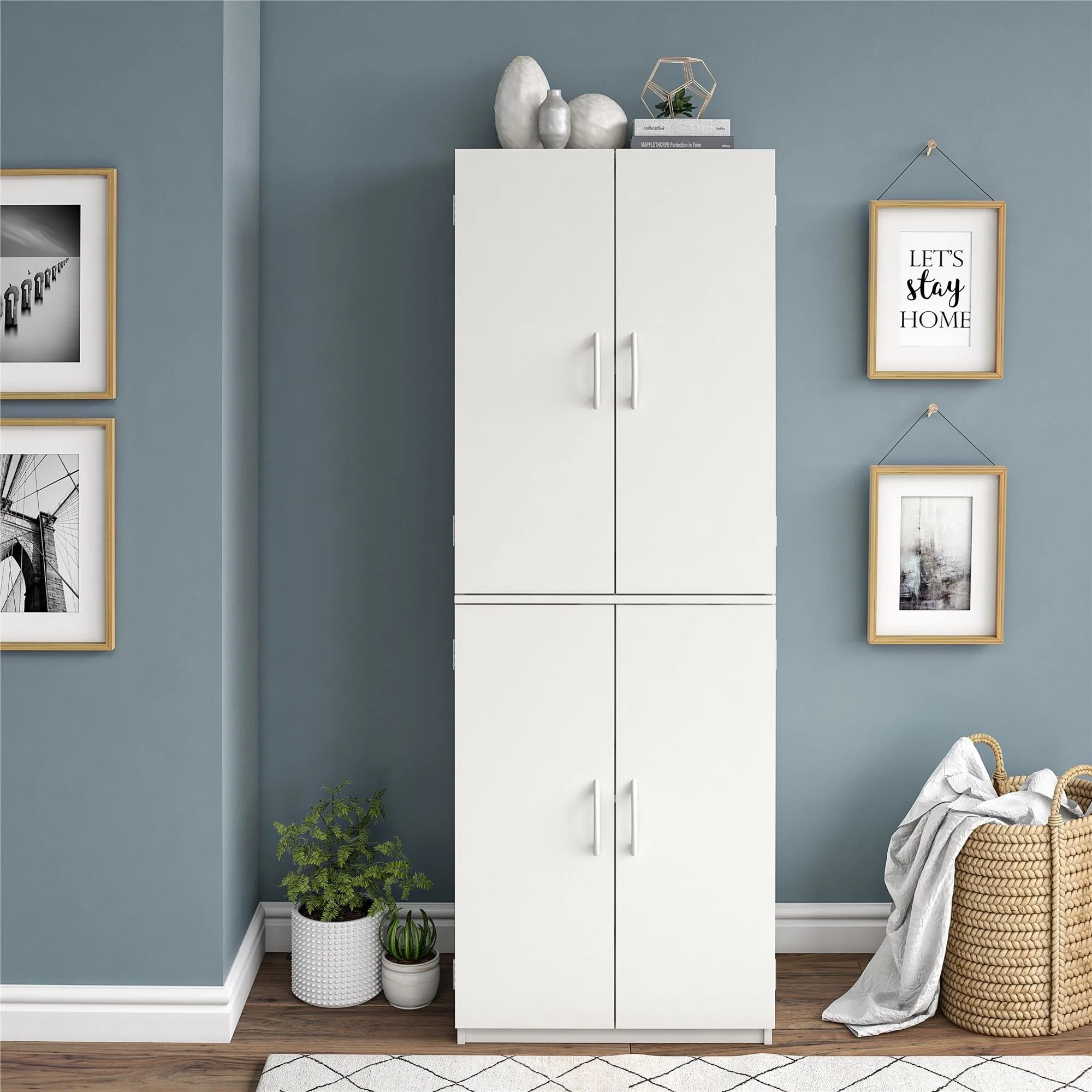4 Door 5' Storage Cabinet, Bedroom Cabinets Living Room Bathroom Cabinets White Storage 74 JFurnitures 2026