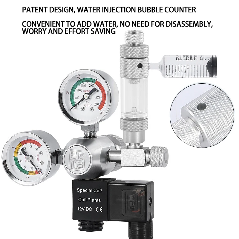 Aquarium CO2 bubble meter Water injection version CO2 regulator Generator reaction System fish tank CO2 equipment accessories 6