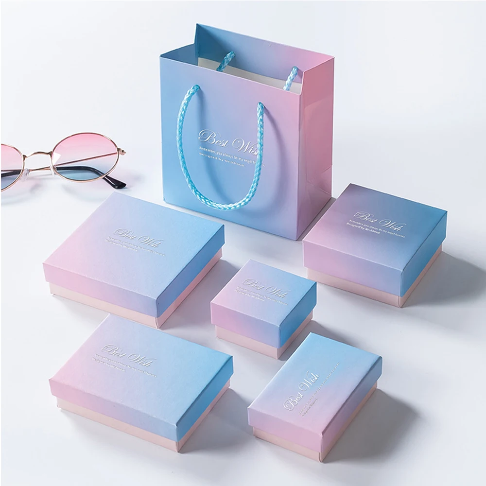 50 Bulk Luxury Cardboard Jewelry Packaging Boxes Blessing Word Best Gift Earring Ring Necklace Bracelet Jewellry Organizer Box