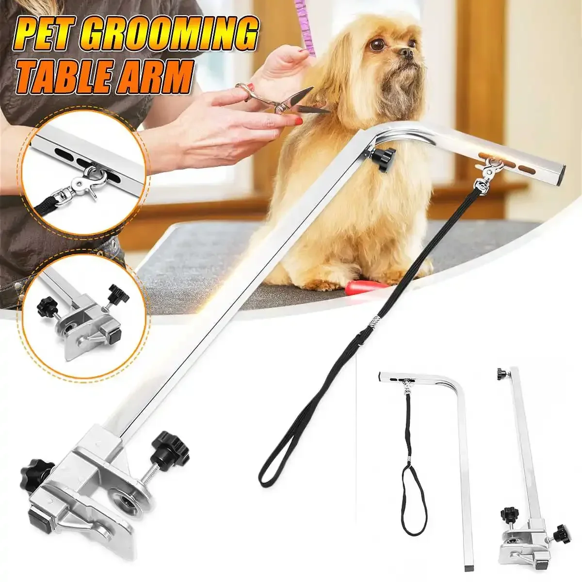 

Pets Suspension Grooming Bracket Stainless steel Foldable Adjustable Table Arm with Sling Support Dog Cat Holder for Bath Desk