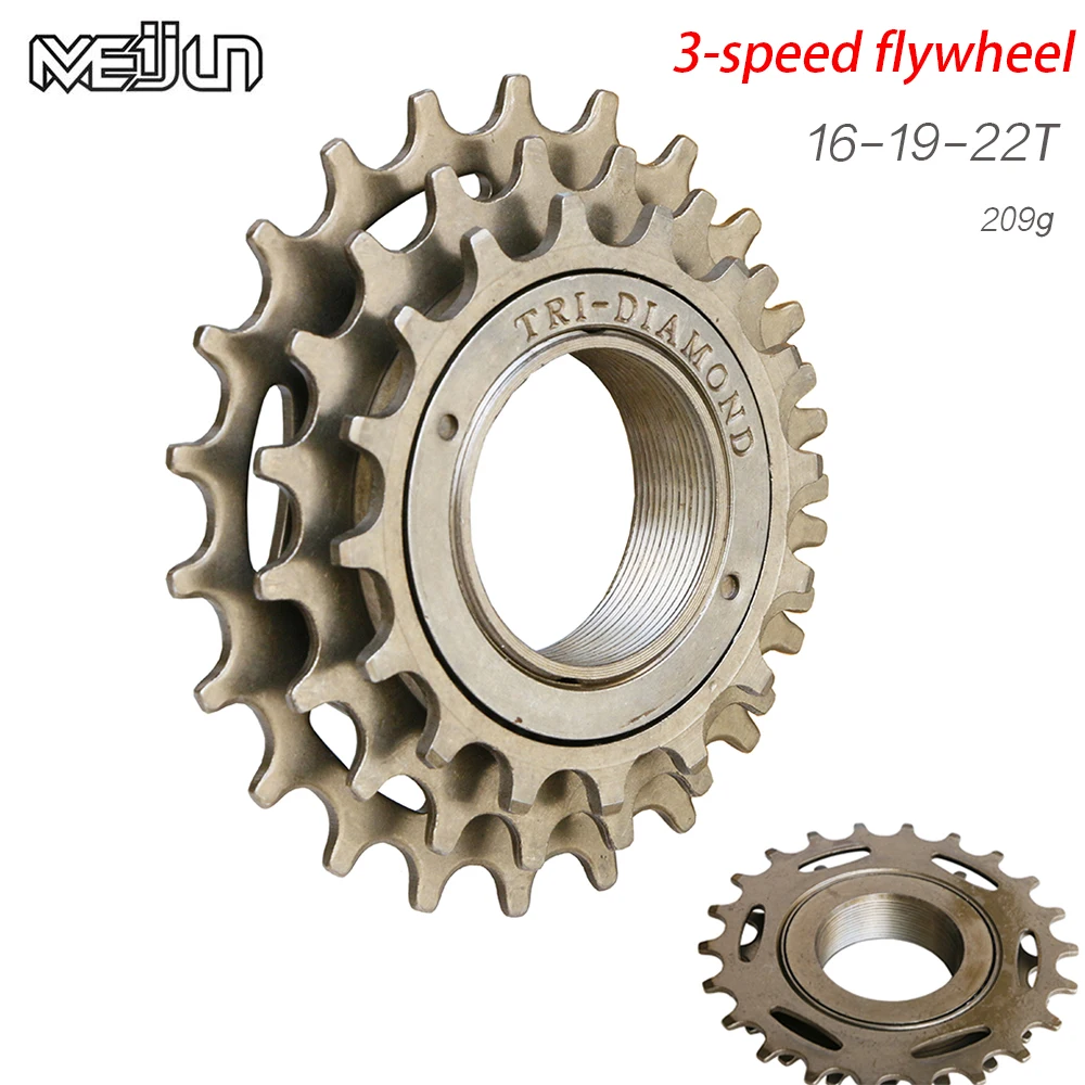 3speed Bicycle Flywheel 16T/19T/22T Cassette Freewheel Durable Bike