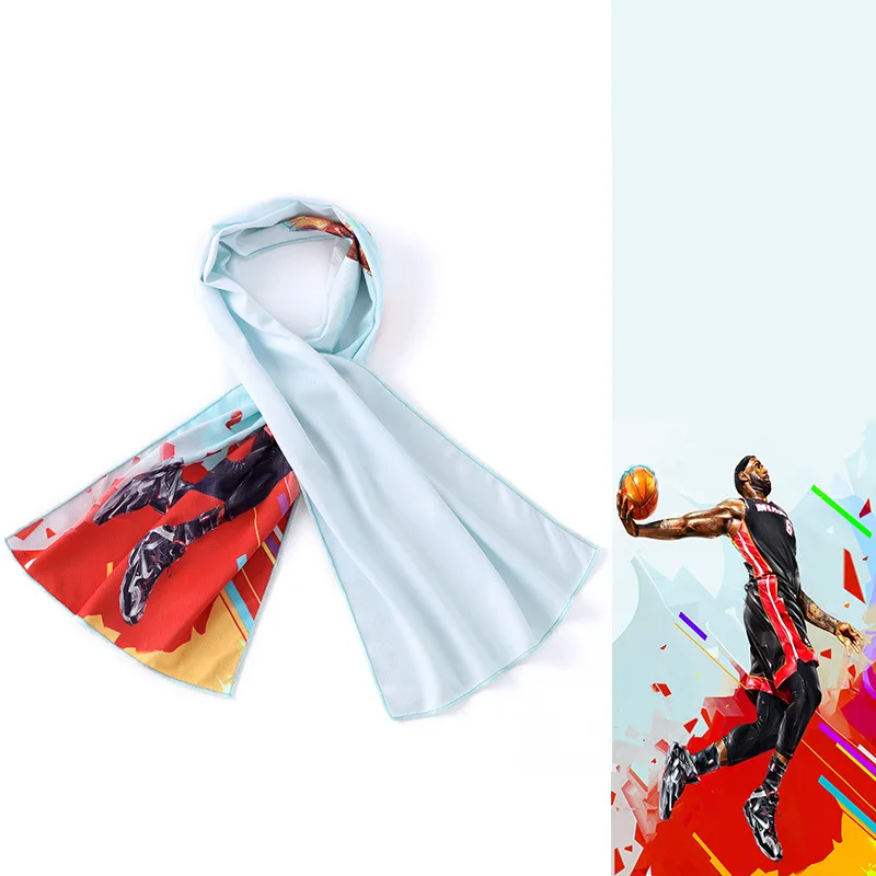 Printed Cooling Sports Towel Ice Silk Moisture Absorbent Breathable Quick Dry Summer Wicking Sweat Cooling Cold Towel