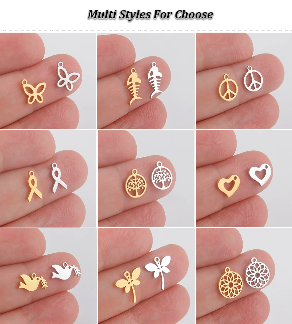 5 teile/los Edelstahl Tiny Charms Schmetterling Libelle Taube Tier Anhänger Für Diy Halskette Armband Schmuck Machen Zubehör – Detail 5