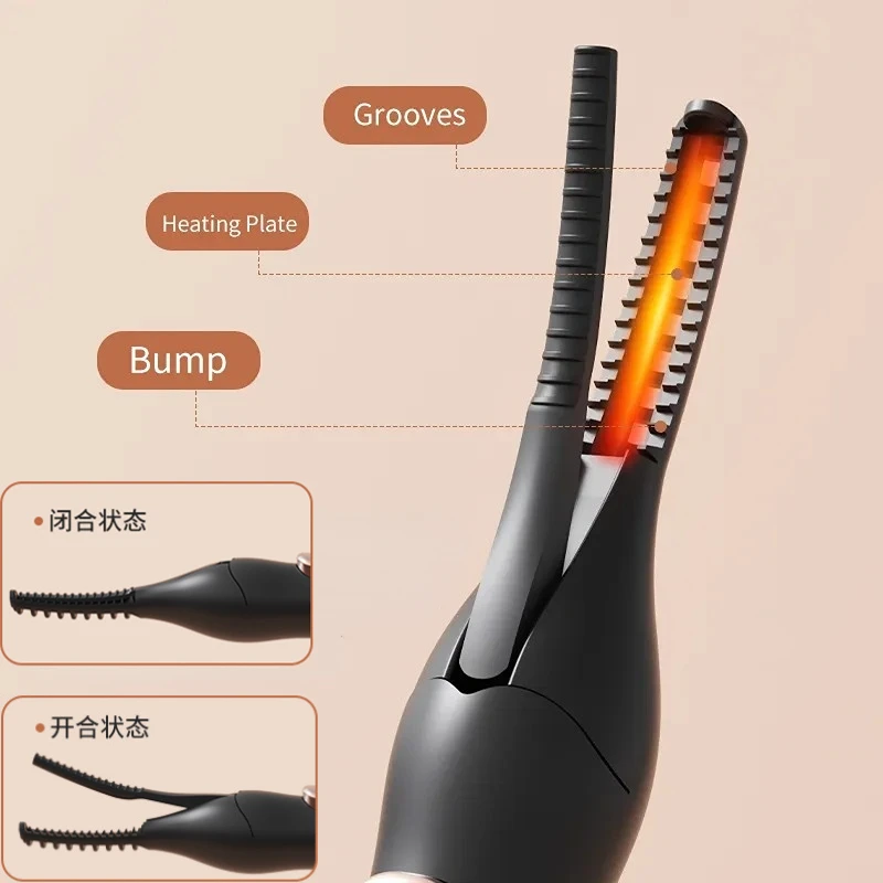Electric Eyelash Curler USB Rechargeable Temperature Heated Eyelashes Naturally Long-Lasting Curled Makeup Tools Quick Heating eyelash curler