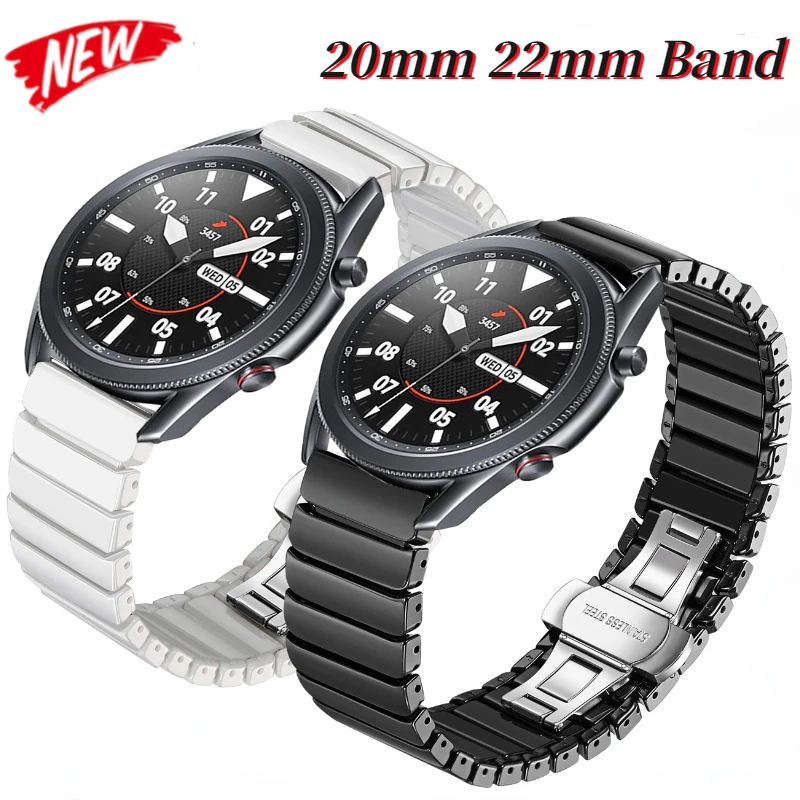 22mm 20mm Ceramic Strap for Samsung Galaxy Watch 4/5/6 Huawei Watch GT3/3 Pro Frosted Ceramic Bracelet for Amazfit GTR/GTS Band