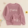 Suefunskry Family Matching Sweaters 1PC Mommy and Me Letter Embroidery Knitwear Long Sleeve Round Neck Warm Pullover Tops 5